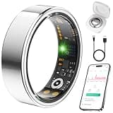 Smart Ring for Women Men Fit Ring with Sleep Monitor, Heart Rate, Blood Oxygen Step Counter, IP68 Waterproof Fitness Ring, No Subscription Fee, Compatible with iOS & Android (Silver, 13#)