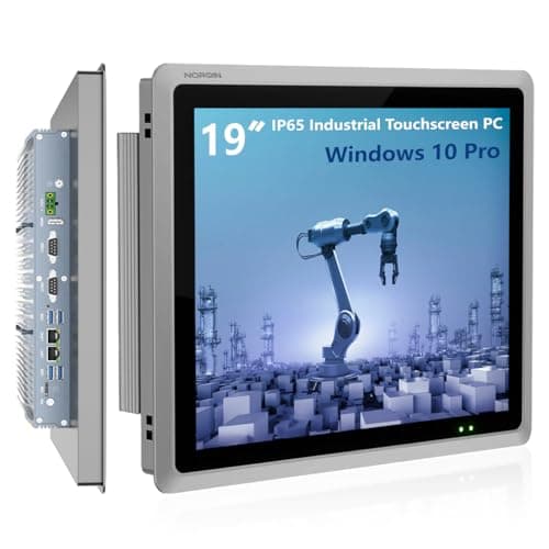 NORQIN 19 inch Fanless Industrial Embedded Panel PC,10 Point Capacitive Industrial Touch Screen Panel Computer,IP65 All-in-One Computer,Windows OS,Kiosk,Factory,Automation(i3-7100U,8G RAM 128G SSD)