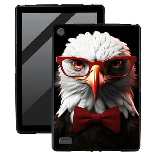 BFDHGQZC Eagle with Glasses TPU Case for Kindle Fire HD 7 5th 7th 9th Generation (2015 2017 2019 Release) Tablet Lightweight TPU Shockproof Protective Cover