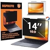 BSPROTE Magnetic Laptop Privacy Screen 14 Inch (Diagonal) 16:9 Display- Removable Anti-Glare Blue Light Filter, Computer Privacy Screen Shield Compatible with 14'' Hp Acer Asus Lenovo Dell Monitor