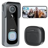 ieGeek Doorbell Camera Wireless No Subscription, 2K Full HD View, Wireless Video Doorbell with Chime, Voice Changer, 2-Way Talk, PIR Motion Detection, Only Support 2.4Ghz WiFi, Works with Alexa, Grey