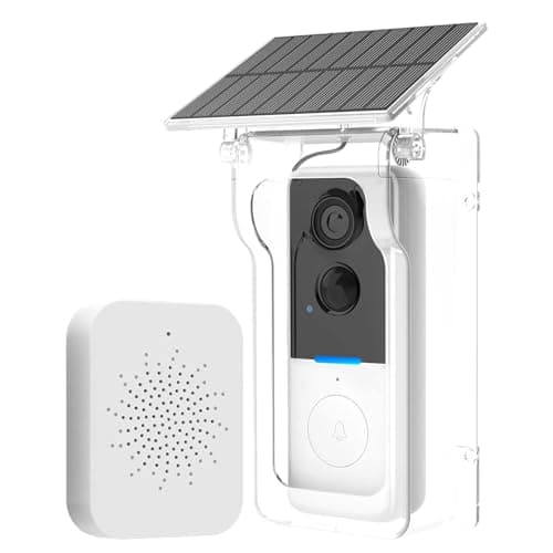 Solar Charger Compatible with Ring Video Doorbell with Rainproof Cover,Wireless Video Doorbell with Two Way Audio, Efficient Waterproof Solar Panel Charger for Doorbell Camera (White)