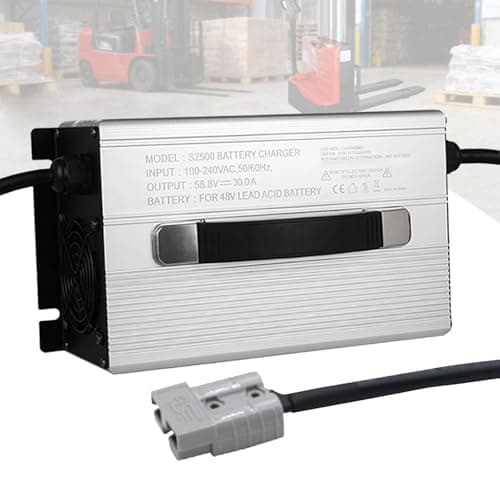 48V 30A Forklift Battery Charger with 50A/120A/175A/350A Anderson Plug for Electric Cleaning Vehicles, Forklifts, Patrol Vehicles (120A,1)