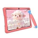 2026 Upgraded TABWEE Kids Tablet 10 Inch, Latest Android 15 Tablet for Kids Ages 6-12, 12GB RAM 64GB ROM (Expandable 2TB), HD Eye-Care Display, Parental Control, WiFi, Kid-Proof Case & Stylus Included