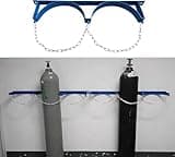 Wall Mount Oxygen Cylinder Rack, Gas Tank Holder with Chains, Blue Steel Construction, Pre-drilled Holes, 1/2/3 Bottle Capacity, Large Size (2)