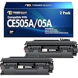 CE505A 05A Toner Cartridge Black P2035 Compatible Replacement for HP LaserJet P2035 P2055DN Toner Cartridge for HP P2055 P2055DN P2035N P2055DN P2030 P2050 P2055X P2055D Ink Printer Print 2 Pack