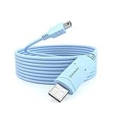 OIKWAN 6ft USB-A to Mini-B RS-232 Console Cable with FTDI Chipset for Routers, Switches & Device Management