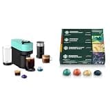 Nespresso Vertuo Pop+ Coffee and Espresso Maker by Breville with Milk Frother, Aqua Mint + Starbucks Capsules