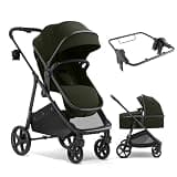 Mompush Wiz 2-in-1 Baby Stroller with Chicco Car Seat Adapter, Convertible Newborn to Toddler Stroller, Infant Pramette Mode, One-Hand Fold, Reversible Seat, Large UPF 50+ Canopy
