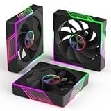 120mm ARGB Case Fan - 3 Pack, PWM Silent Cooling Fan for PC, 1800 RPM Black Reverse Fan