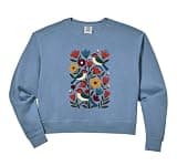 Womens Cute Boho Scandinavian Inspired Flowers Birds Bees Vintage Comfort Colors Crop Sweatshirt