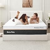 Extra Firm Queen Mattress 12-Inch: 2 Bonus Pillows, Extra & Medium Firm Dual Side Flippable, Dual Firmness Memory Foam for Back Pain, Removable Ice Silk Comfy Cover, CertiPUR-US Certified, 80x60