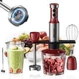 Immersion Blender Powerful Four Blades, Hand Mixer 5-in-1 with 20-speed, 1200W One-button Disassembly and Washing, Suitable for Kitchen Making Soups, Protein Shakes and Baby Food