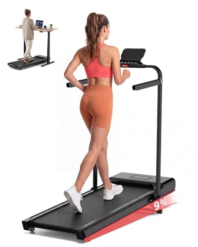 Lacuffy Walking Pad Treadmill with Handle,9% Manual Incline 3-in-1 Folding Treadmills for Home Small Space,3.0HP Quiet Under Desk Treadmill with Remote & APP Control,300LB Capacity LED Display