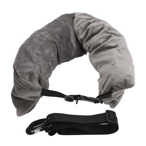 Spryflower Stuffable Travel Pillow, Fillable Neck Pillow for Travel, Multi Functional Portable Clothes Storage with Zip Closure and Adjustable Strap for Weekend Getaways Camping (Grey)