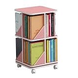 Book Shelf 360° Rotating Bookshelf Floor Standing Bookcase Multi-Layer Pink Book Rack Rolling Bookcase Home Bookshelf Organizer Use for Many Years