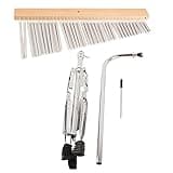 Omquot Silver Aluminum Alloy Wind Chime with 36 Sounds Bell for Enhancing and Admiring Church Music, Tripod Mount