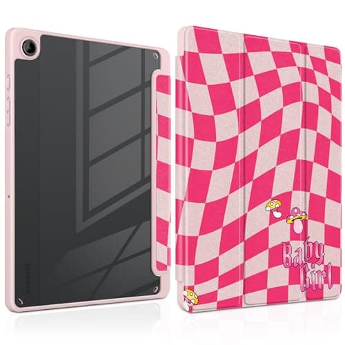 Loyrina Case for Samsung Galaxy Tab A11+ (2026) & Galaxy Tab A9+ 11 Inch (2023) Built-in Pen Holder - Cute Design Pattern Premium Silk Texture Smart Trifold Cover with Clear Back, Distorted Squares