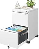 Approgreent 2 Drawer Metal File Cabinet, Fully Assembled Locking Filing Cabinet with Anti-Tipping Wheels, Quiet Slide, Heavy-Duty Steel Construction, Fits A4 Letter Legal for Home Office, Matte White