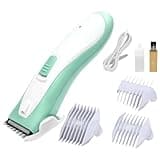 Little Ones Hair Clippers, Cordless Rechargeable Waterproof Haircut Kit, Safe Ceramic Shaving Head, 3 Limit Combs, Quiet Operation, Light Green Grooming Kit