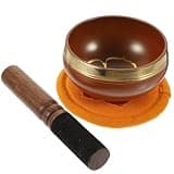 NOLITOY Tibetan Copper Singing Bowl for Mindfulness and Relaxation Meditation Sound Bowl with Wooden Mallet and Cloth Pad Orange Yoga Meditation Accessory