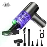Arovine 20000Pa Cordless Car Vacuum, 80,000 RPM Brushless Motor Handheld Vacuum with 7-in-1 Air Duster Blower, Portable Type-C Rechargeable Cleaning Kit for Pet Hair, Home & Office, Dark Black