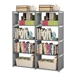 Yojinovas 5-Tier Book Shelf 8 Cube Storage Tall Bookcase Shelf Assembled Freestanding Vertical Storage Rack for Bedroom/Living Room/Office/Closet/Study Room