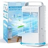 Portable Air Conditioners - Mini Evaporative Air Cooler for Room - Cooling Fan with Oscillating - 900ml Water Tank Air Conditioners Portable - AC Fan with 3 Speed Timer and 7 Colors Light (White)
