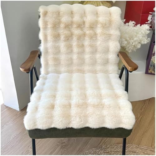 JacoJe Faux Rabbit Fur Recliner Cover, 3D Bubble Non-Slip Soft Fuzzy Recliner Rocking Chairs Cover, Washable Furniture Protector Couch Cover(Beige,50x50cm/20x20in)