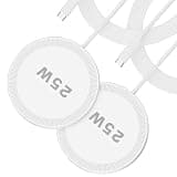 25W Magnetic Wireless Charger: Flat Charging Pad for iPhone 17 16 15 14 13 12 Pro Max, Google Pixel, AirPods-Slim Portable for Travel, Office, Bedside (White, 2-Pack)
