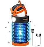 FosPower Bug Zapper Outdoor & Indoor (5-in-1) 3300V Mosquito Zapper with 29600mWh Power Bank, Rechargeable USB/Solar Charging, Flashlight, Reading Light, SOS Signal for Patio, Camping Essentials