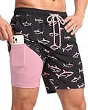 7 Inch Men Swim Trunks mid-Thigh Compression Liner Quick Dry Swimwear Bikini Swimsuit Bathing Suit Water Shorts Beach Trip Summer Vacation Must Have Travel Accessories Need Gear Gift Item Gadget 2025