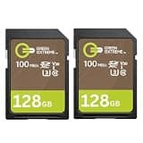 Green Extreme 128GB SDXC UHS-I U3 V30 Memory Card 2-Pack, 170MB/s