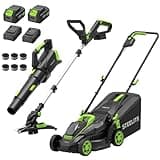 STEELITE 3-in-1 Cordless Lawn Care Kit, Electric Lawn Mower, Trimmer/Edger & Leaf Blower, 21V Brushless, 2 x 4.0Ah Batteries & Dual Chargers for Small Yards