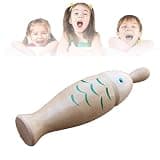 Omquot Wooden Fish Shaped Guiro Rasp Musical Percussion Toy for Kids Home Music Early Education (Wood Color)