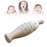 Omquot Wooden Fish Shaped Guiro Rasp Musical Percussion Toy for Kids Home Music Early Education (Wood Color)