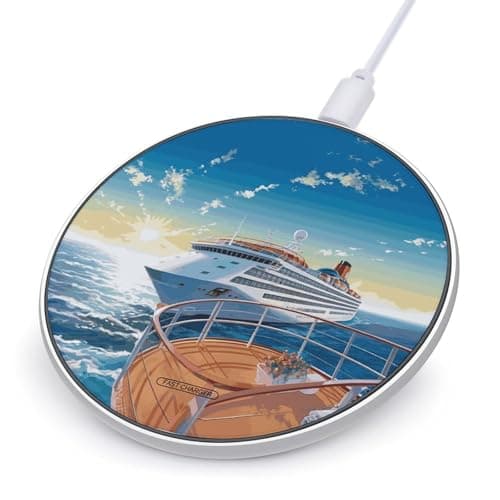 Summer Sea Cruise Wireless Charger 10W Fast Charging Pad Anti-Slip Qi Certified Wireless Charging Pad Charging Station Portable Phone Charger for All Wireless Charging Smartphone