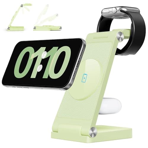 RYND 2026 Traveling Wireless Mag-Safe Fast Charging Station,Magnetic 3 in 1 Charger with Light for iPhone 16 15 14 13 12 Pro Max Plus,Apple Watch Series & Air pods 4 3 2 Pro-Gifts for Wife & Husband