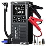 Car Battery Jump Starter with Air Compressor - 4500A 150PSI Portable Car Jump Starters (All Gas/10L Diesel) with Tire Inflator, 12V Car Battery Jump Box with Jumper Cables, LCD Display, LED Light