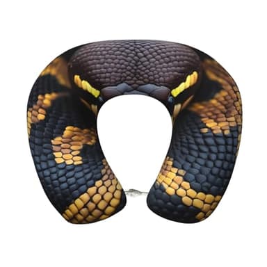 Pioyoku Ball Phyton Snake Print Memory Foam Travel Neck Pillow, U-Shaped Portable Neck Support Pillow for Airplane Office and Car