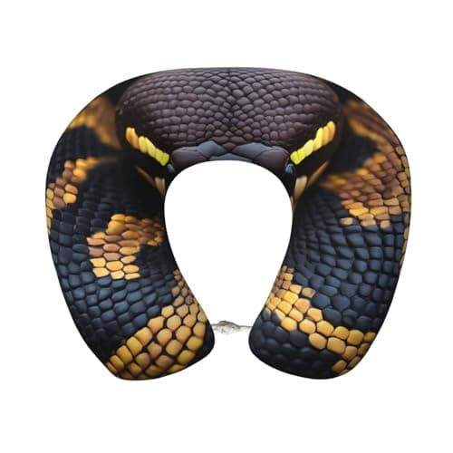 Pioyoku Ball Phyton Snake Print Memory Foam Travel Neck Pillow, U-Shaped Portable Neck Support Pillow for Airplane Office and Car