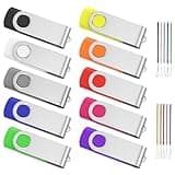 ABLAZE 32GB Flash Drive 10 Pack, USB 2.0 Memory Stick with Lanyards Swivel Thumb Drives Bulk Pendrive U Disk for Data Storage (Mixcolors)