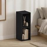 Furevol 2-Tier Narrow Bookshelf, 8-Inch Width Bookcase, Book Shelf with Storage Shelf, 9.3 x 7.9 x 21.2, for Living Room, Home Office, Bedroom, Blackwood