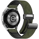 Magnetic Crazy Horse Leather Band Compatible with Samsung Galaxy Watch 7/6/5/4/Active 2 40mm 44mm/Watch 6 Classic 43mm 47mm/Watch 5 Pro 45mm/Watch 4 Classic 42mm 46mm, 20mm Strap for Men, Green