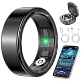 qiunhang Smart Ring Health Tracker for Women & Men, Sleep & Heart Rate Monitor, IP68 Waterproof Fitness Tracker, No Subscription Fee, iOS & Android Compatible (Black, 11)