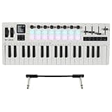 M-VAVE SMK-37 PRO White MIDI Keyboard Controller, 37 Key Wireless MIDI Keyboard with Velocity Sensitive Keys, Backlit RGB Drum Pads, Pitch Bend, Modulation Wheel, Bluetooth MIDI
