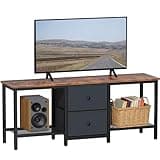 Smoproper TV Stand Suitable for TVs up to 55 Inches, Entertainment Center with Storage Drawers and Shelves, Media Console Table for Living Room and Bedroom (Brown Black)