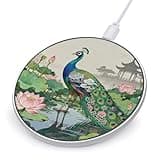 Peacocks and Flowers Wireless Charger Magnetic Phone Induction Charger 10w Fast Wireless Charging Station Compatible with iPhone 17 16 15 14 13 12 Pro Max Samsung Galaxy S25 S24 S23