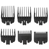 HOTIOGA Clipper Guards Set Compatible with Most W*hl Clippers, Clipper Guides Replacement - 1/16" to 1/2", 6 Piece Set, Black Color
