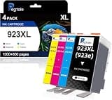 Pegtale 923 XL High Yield Ink Cartridges Combo Pack Replacement for HP 923 / 923e XL Ink Cartridges Work with for HP OfficeJet Pro 8120/8123/8130/8133 Printer (4 Pack BK/C/Y/M)